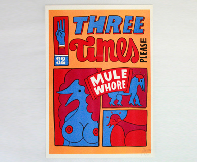 Stencil color print by Parra - Three Times