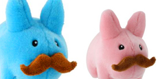 Mini Kozik Plush Stache Labbit / Bleu - Rose